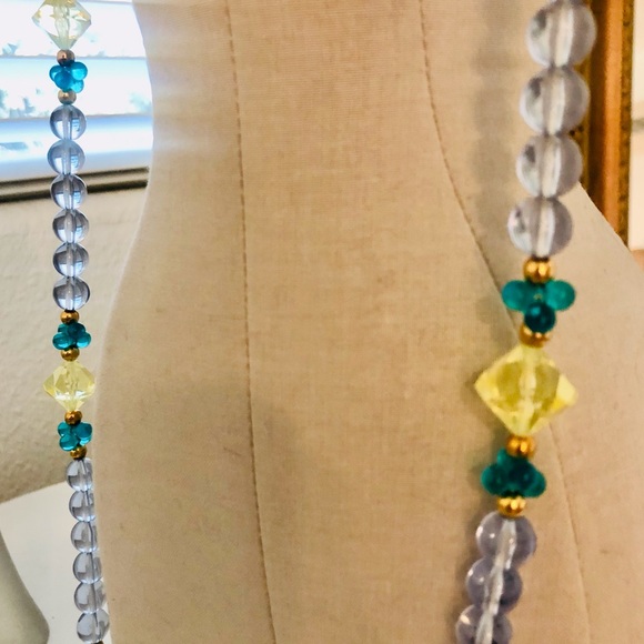 Vintage Signed Blue Yellow Bead Necklace 💎💛 HTF rare clasp item - Picture 9 of 17